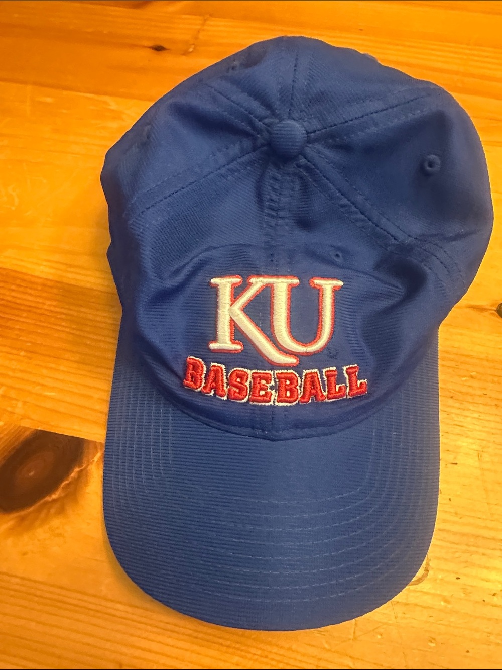 adidas Royal Blue KU Baseball Hat with Red Embroidery